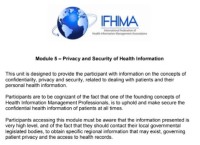 Module 5 – Privacy and Security of Health Information